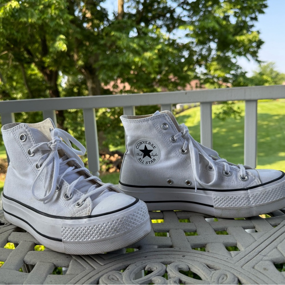 Converse White Platform High-Top Sneakers
